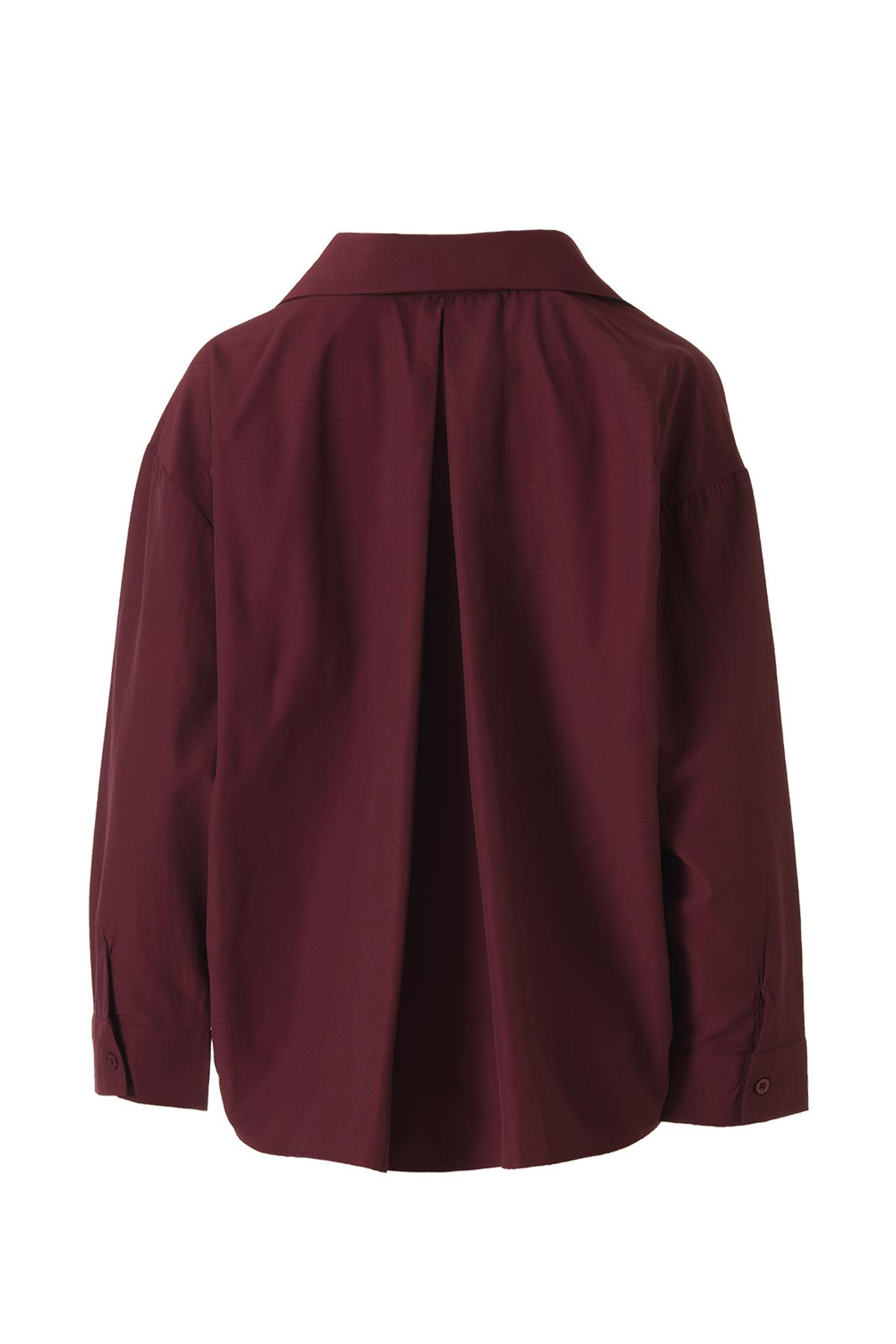 Oversize Poplin Gömlek Bordo