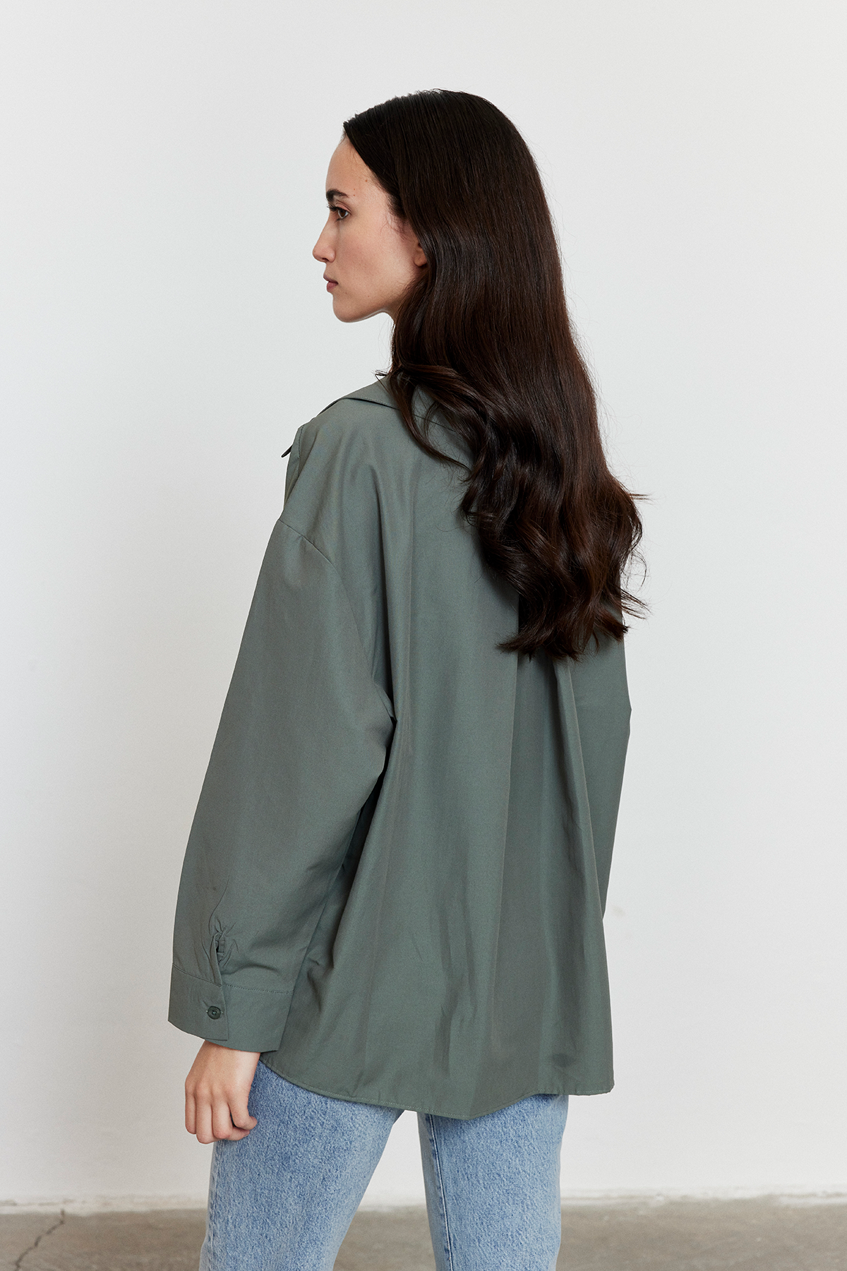 Oversize Poplin Gömlek Haki