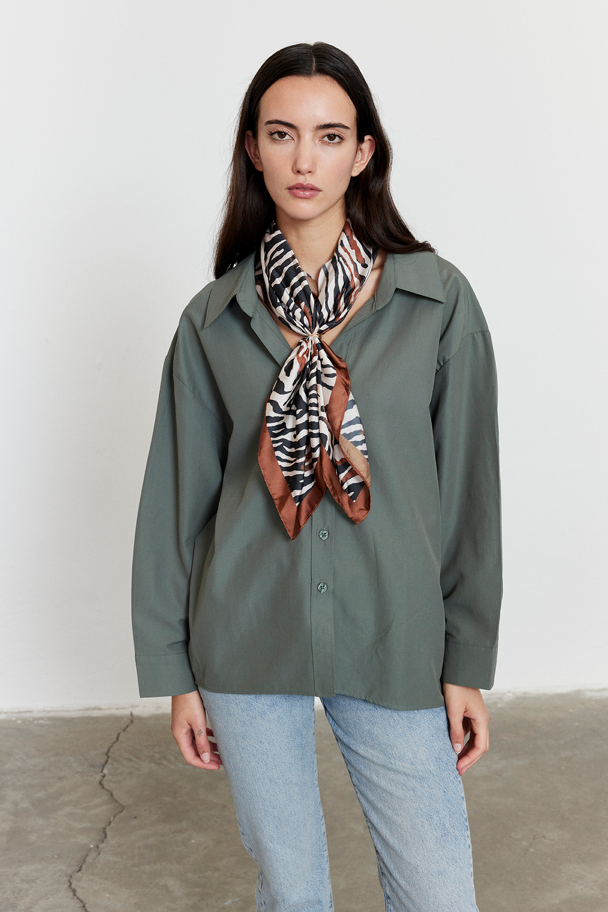 Oversize Poplin Gömlek Haki