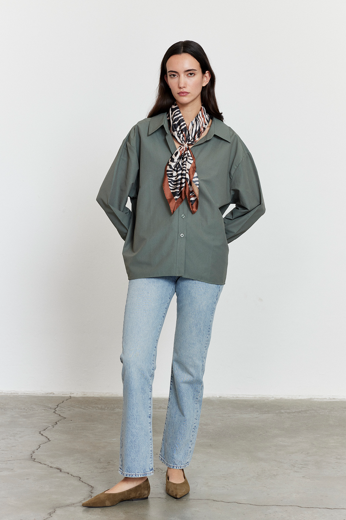 Oversize Poplin Gömlek Haki