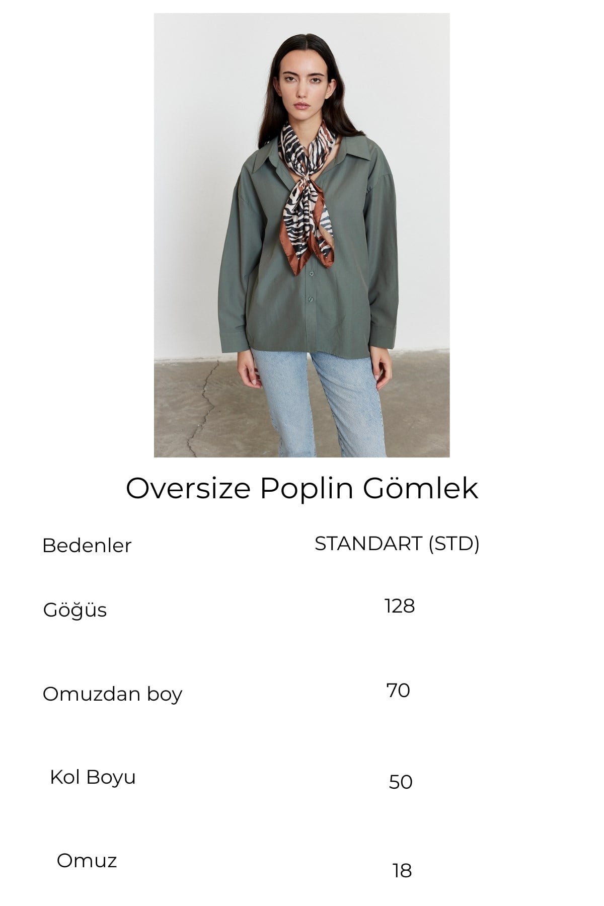 Oversize Poplin Gömlek Haki