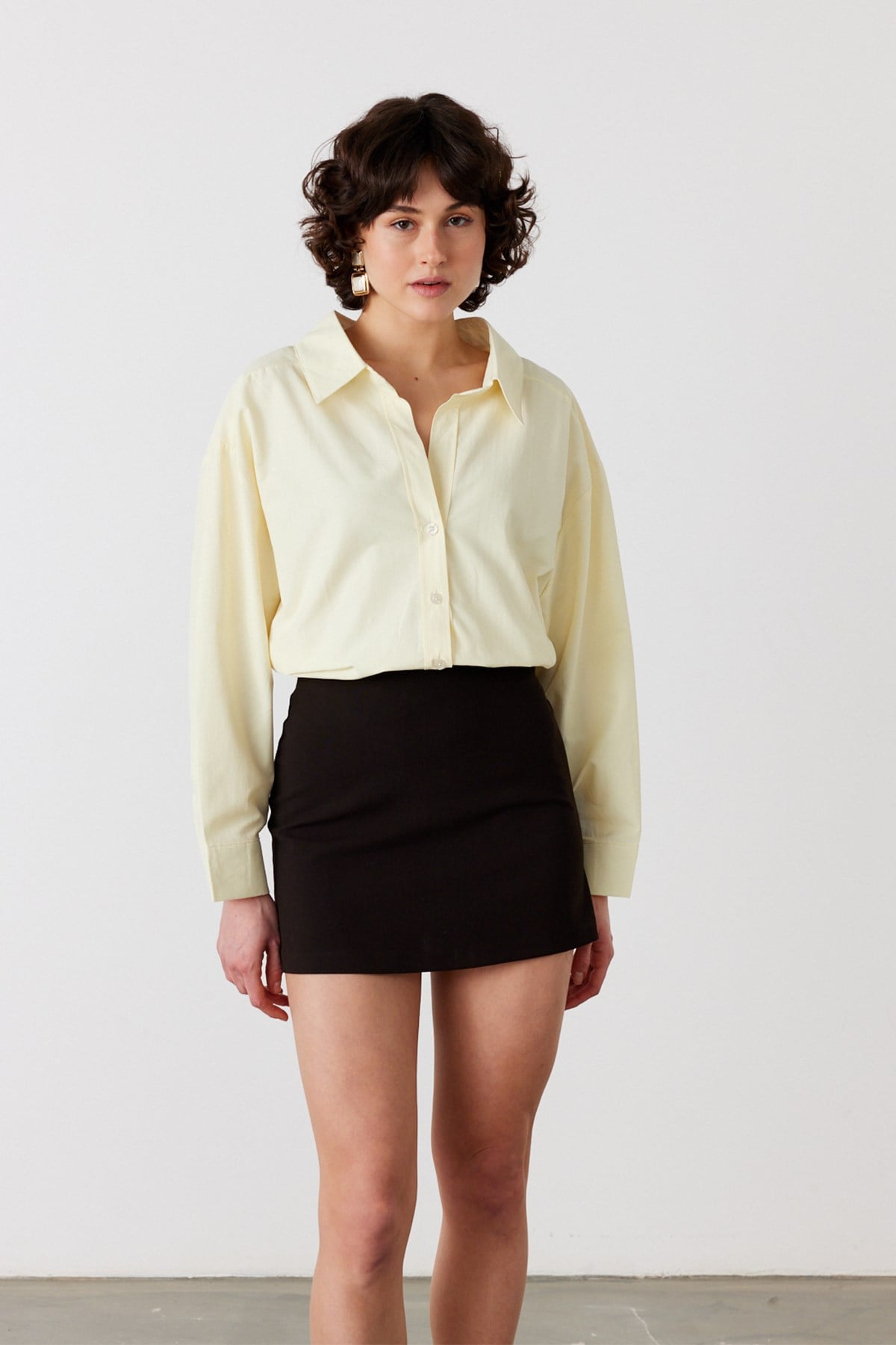 Oversize Poplin Gömlek Sarı