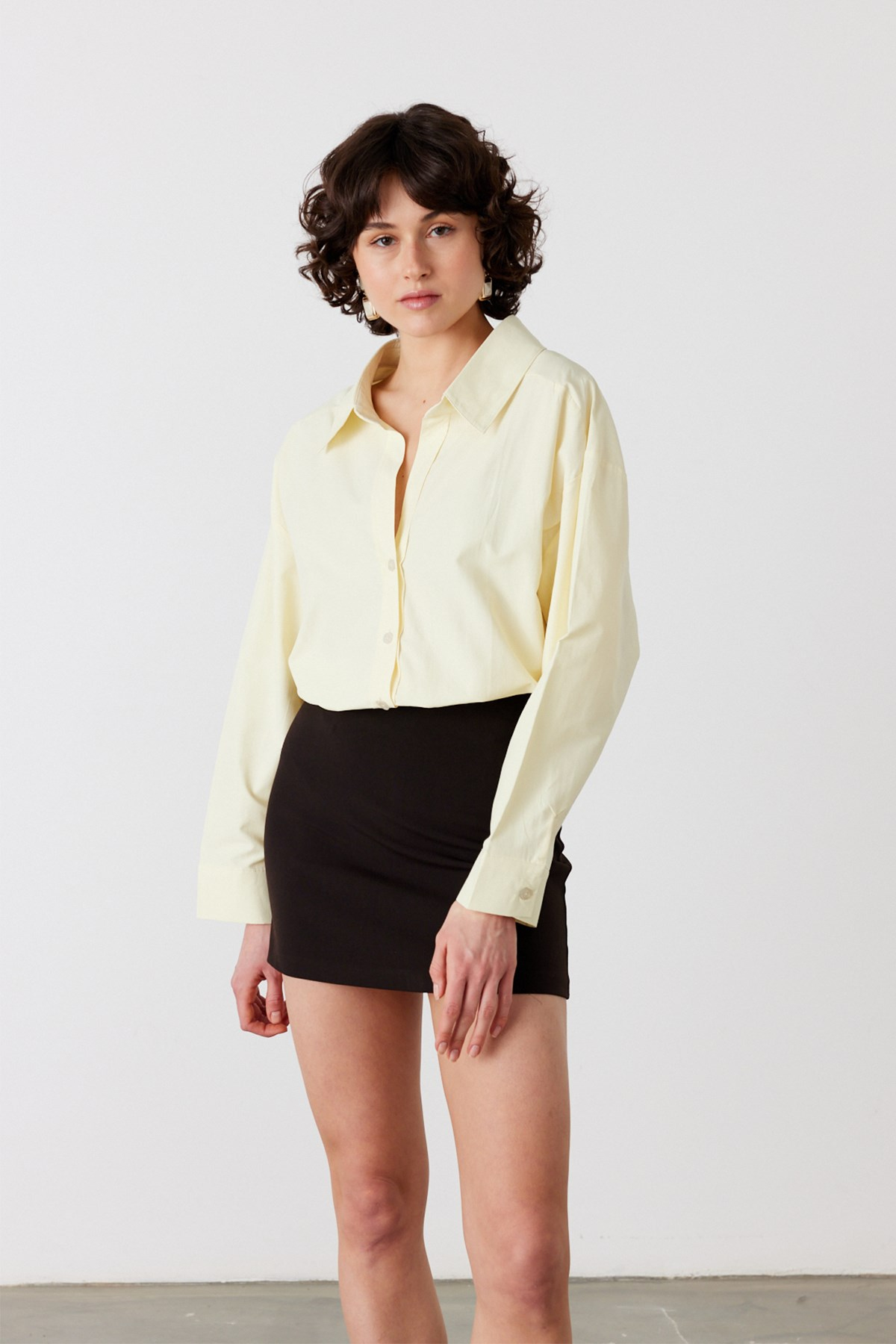 Oversize Poplin Gömlek Sarı