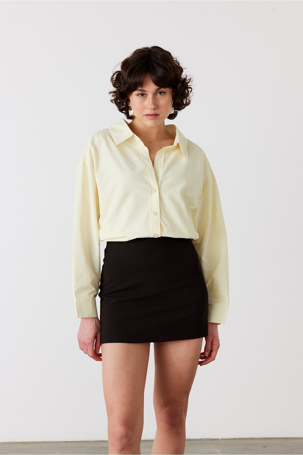 Oversize Poplin Gömlek Sarı