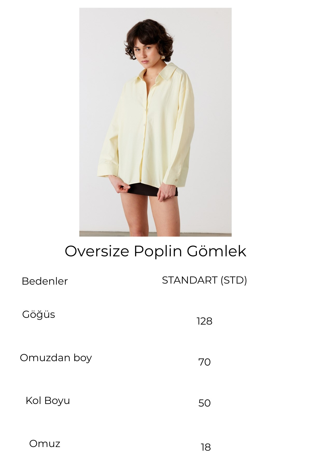 Oversize Poplin Gömlek Sarı