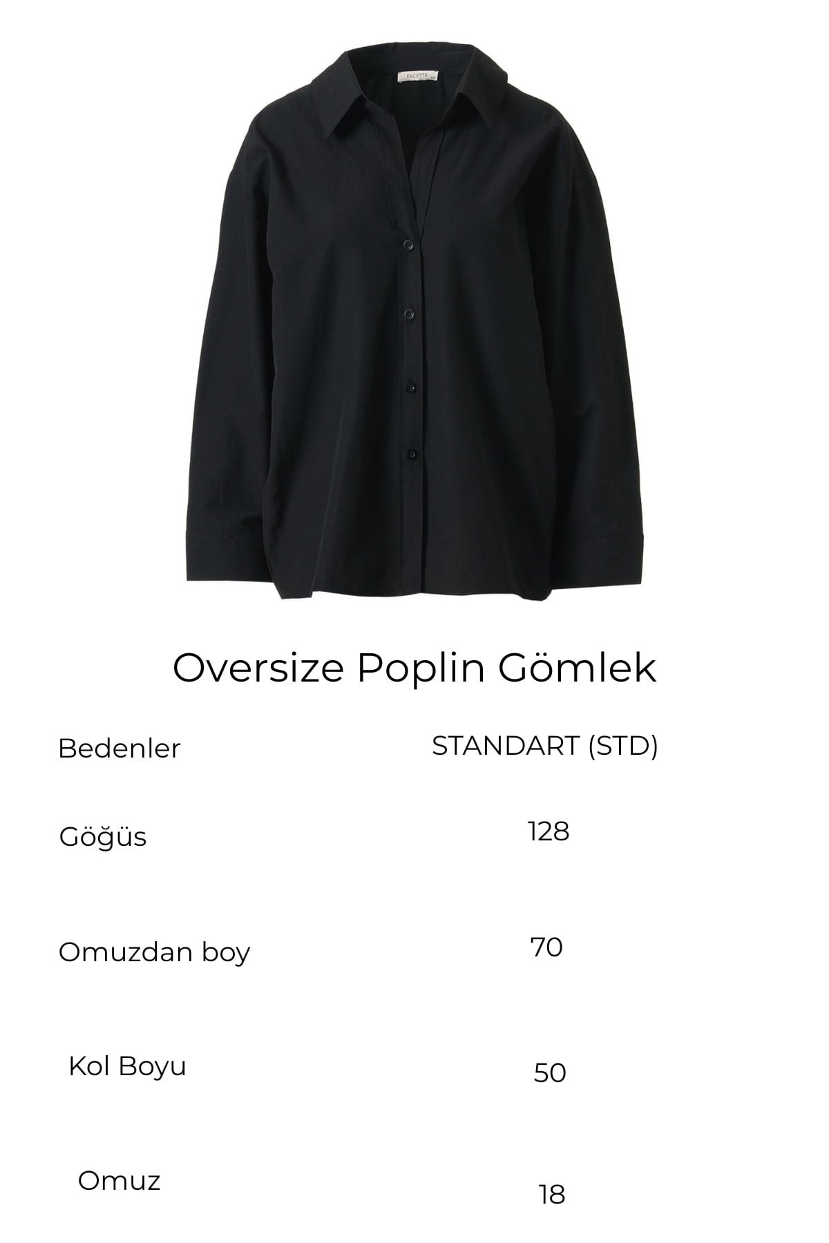 Oversize Poplin Gömlek Siyah
