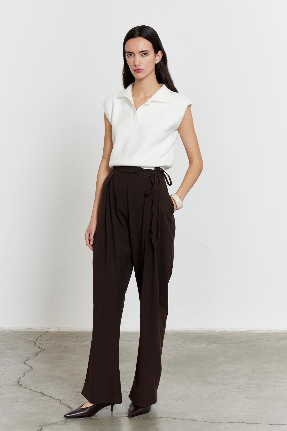 Polo Yaka Süveter Beyaz