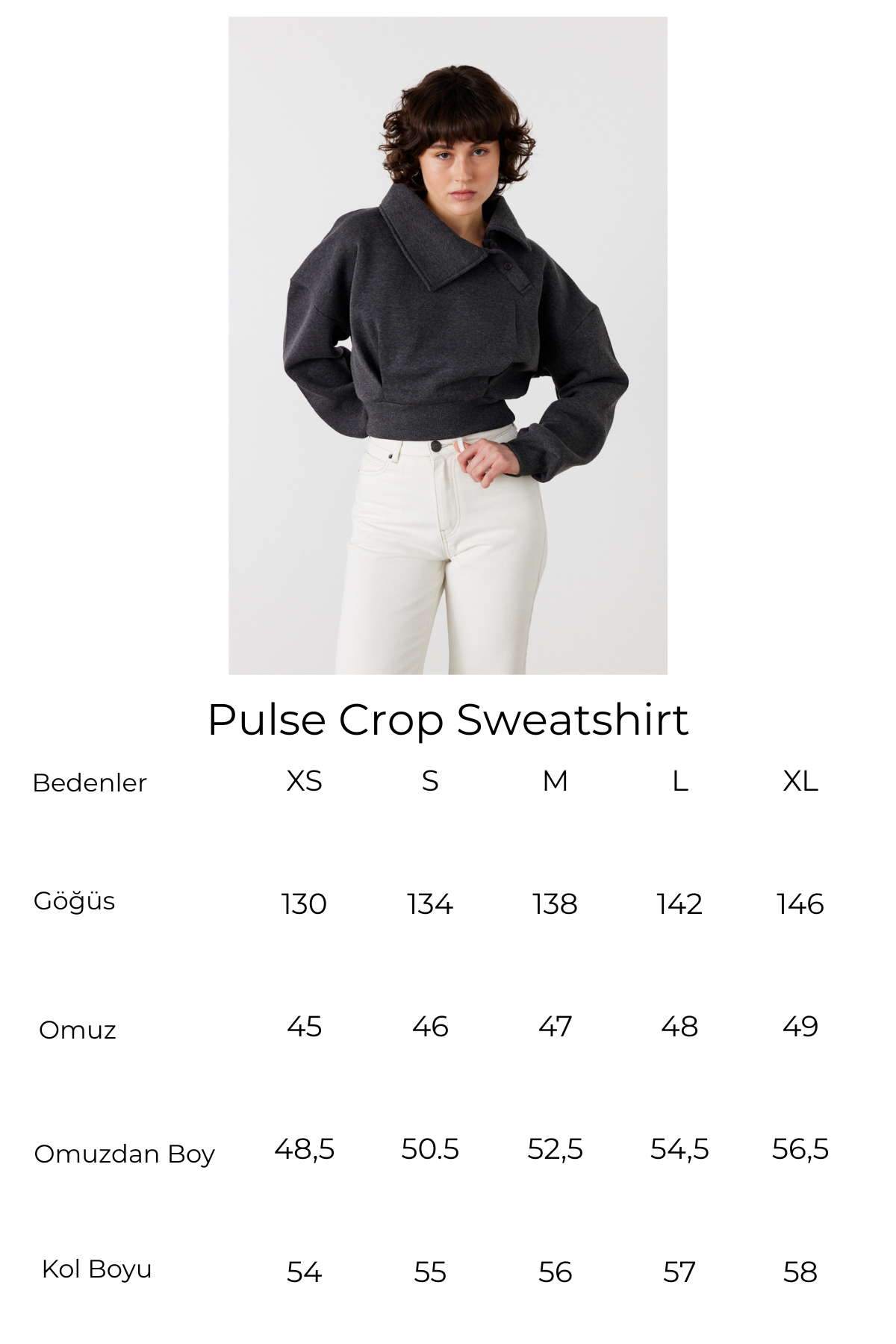 Pulse Crop Sweatshirt Antrasit