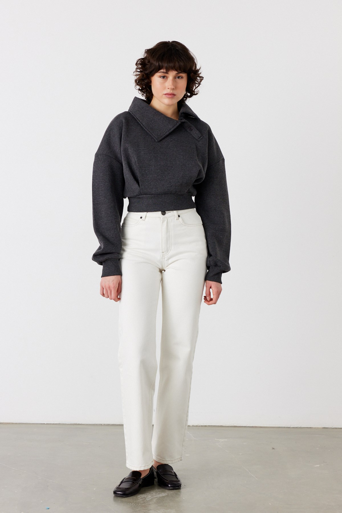 Pulse Crop Sweatshirt Antrasit