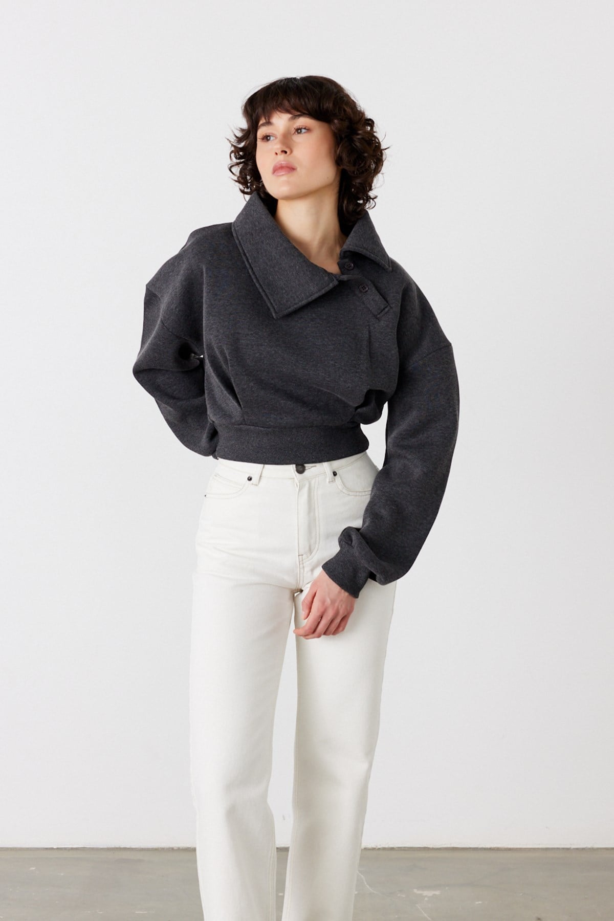 Pulse Crop Sweatshirt Antrasit