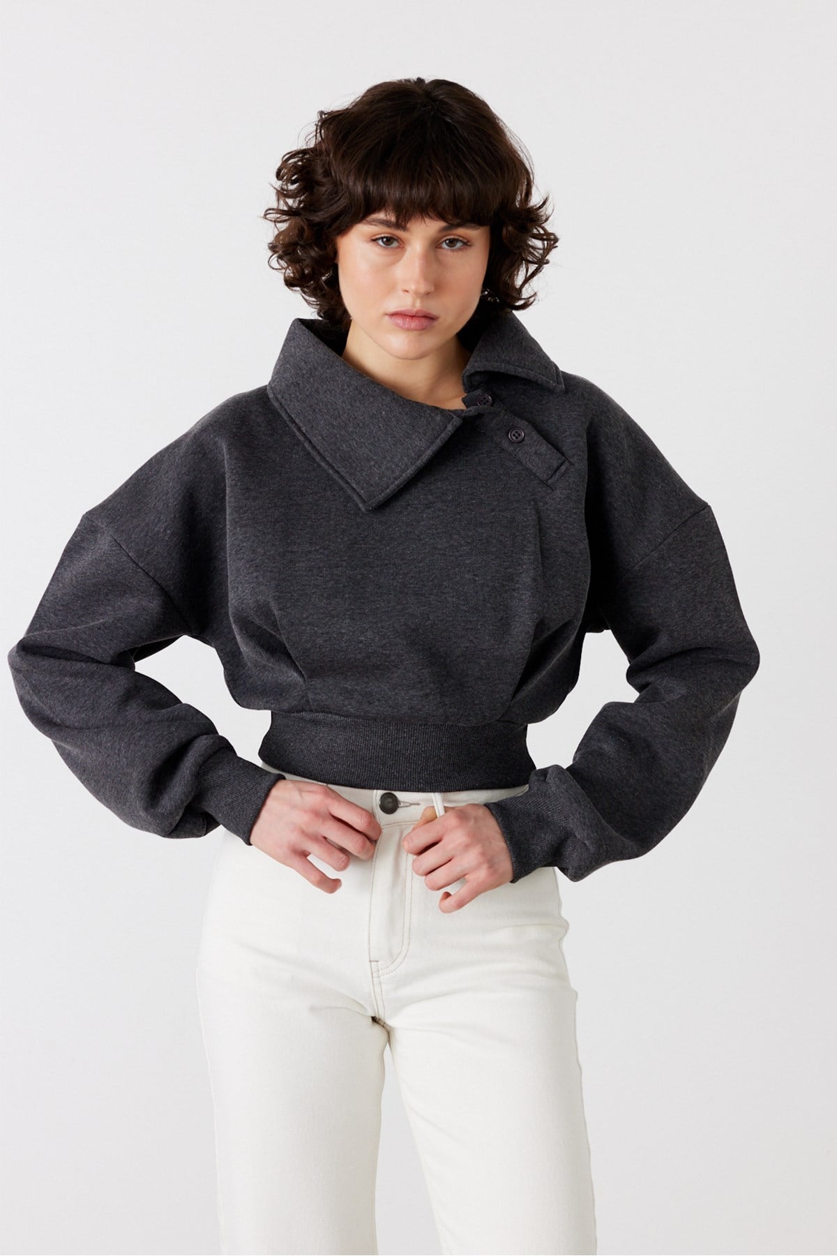 Pulse Crop Sweatshirt Antrasit