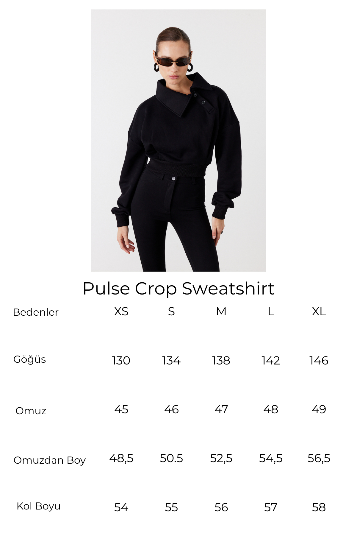 Pulse Crop Sweatshirt Siyah