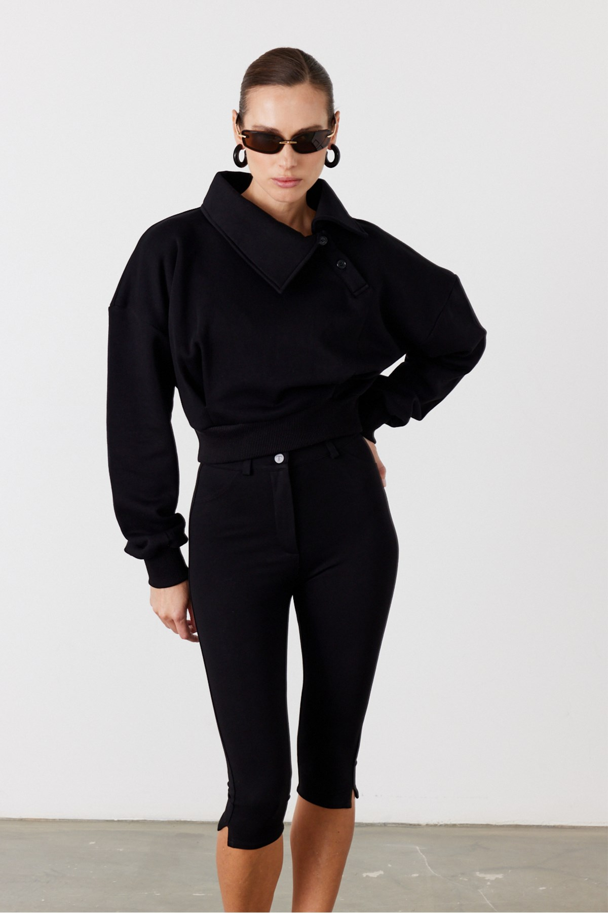 Pulse Crop Sweatshirt Siyah