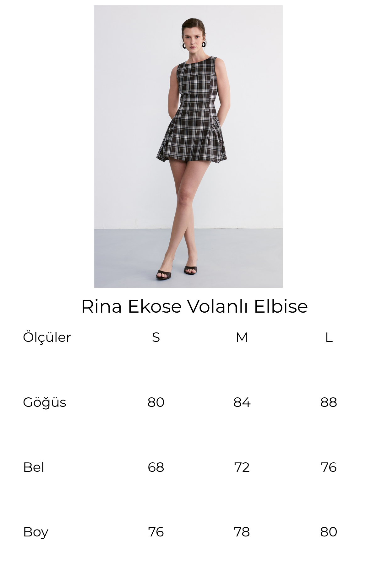 Rina Ekose Volanlı Elbise Kahverengi