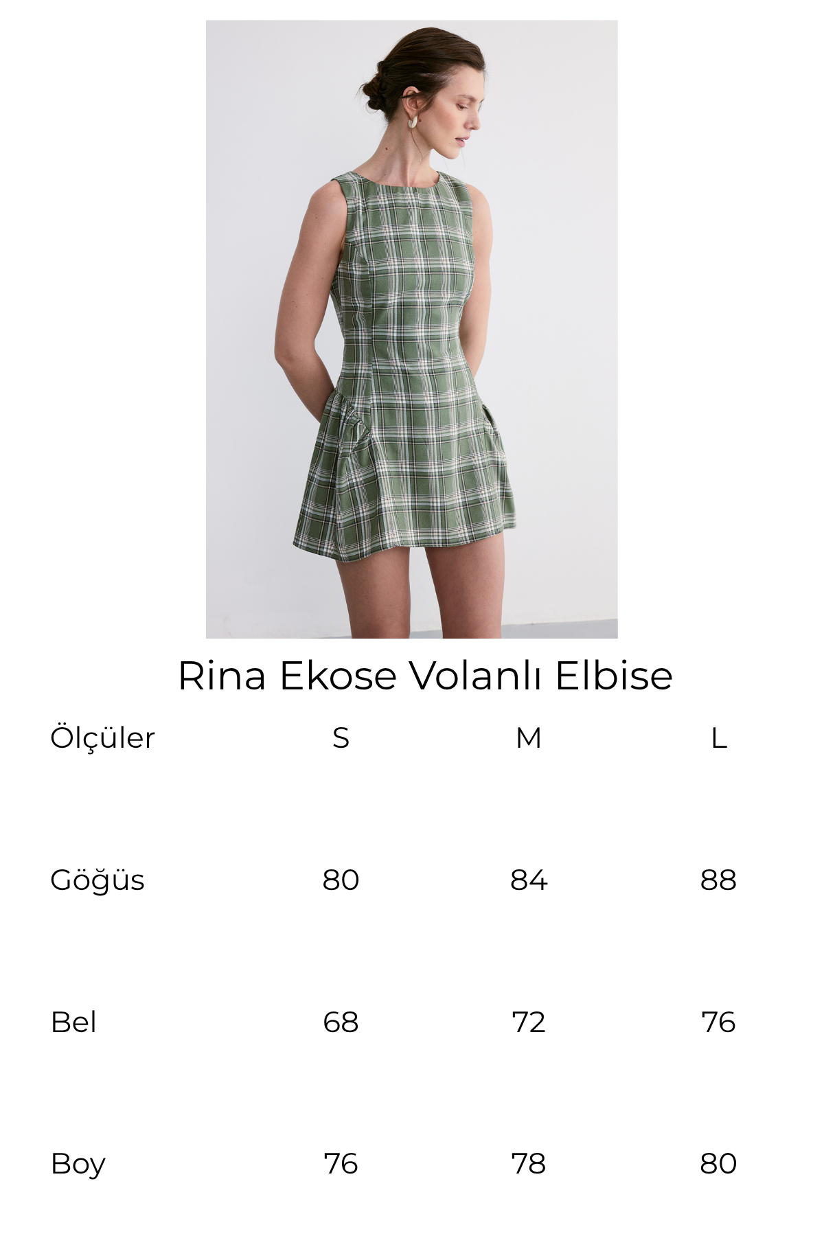 Rina Ekose Volanlı Elbise Yeşil