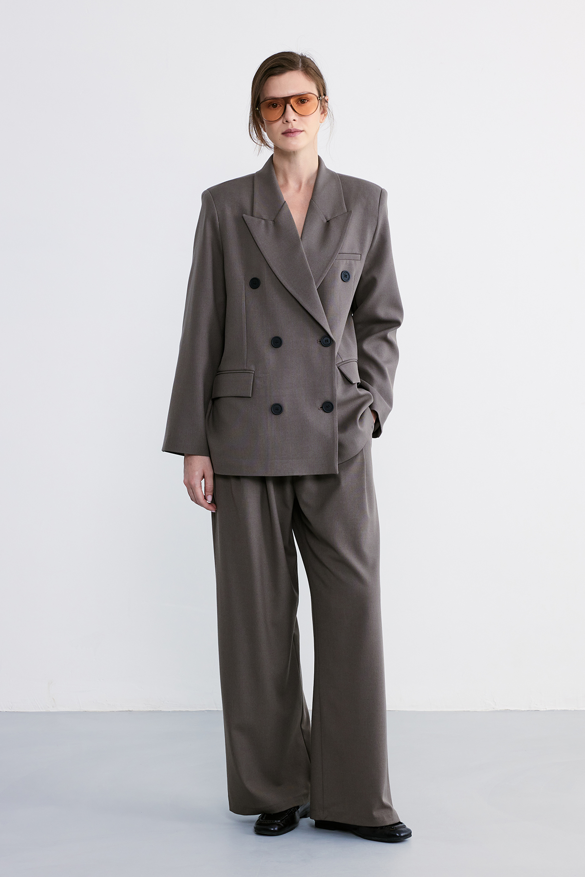 Rufe Kruvaze Oversize Blazer Vizon