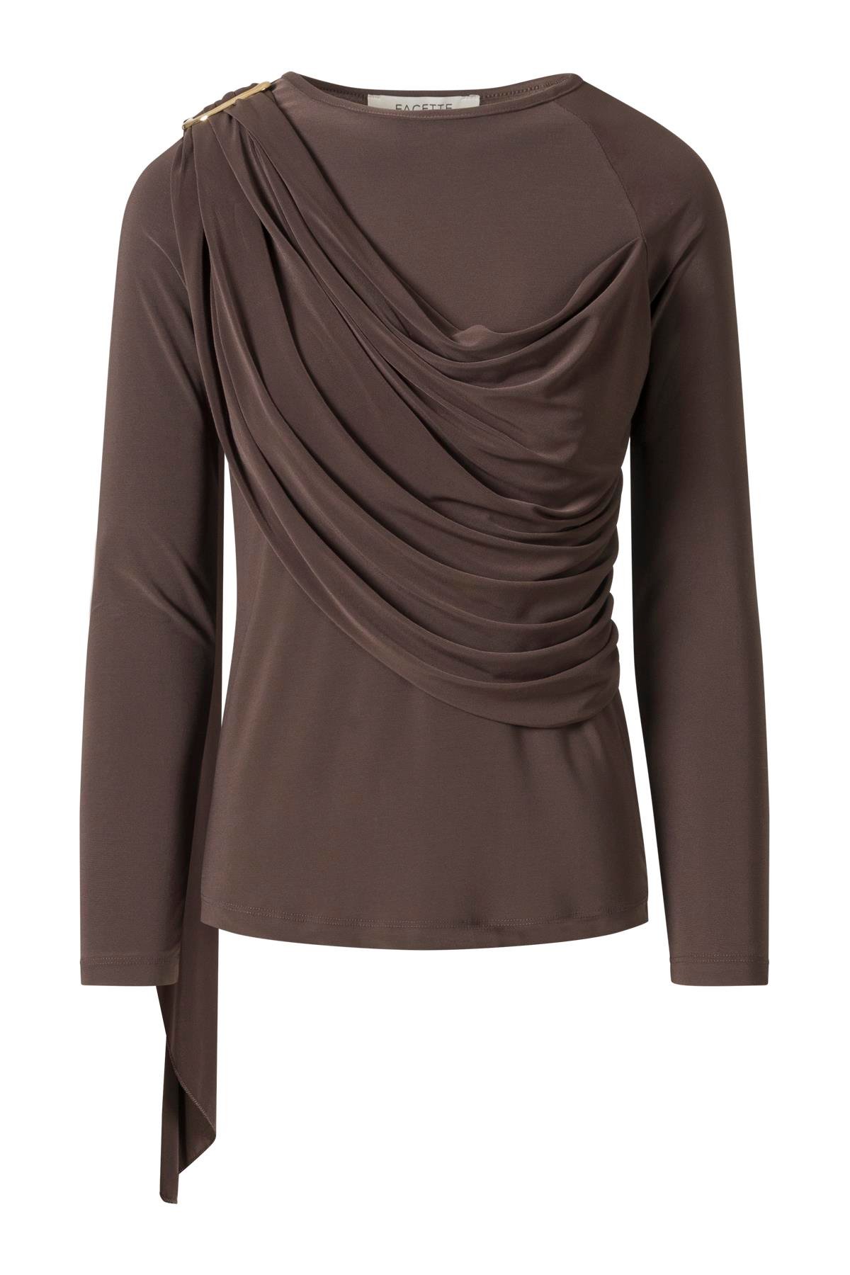 Şal Detaylı Bluz Acı Kahve