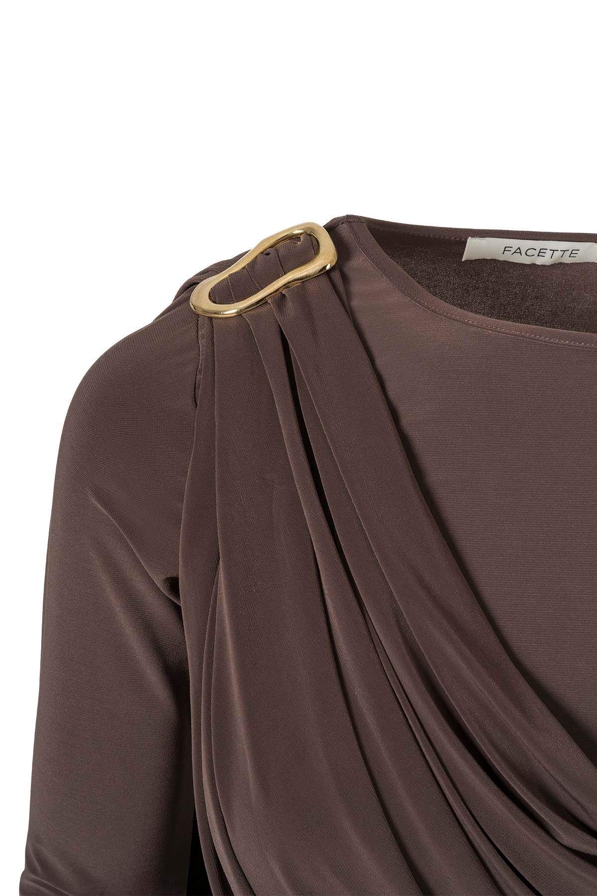 Şal Detaylı Bluz Acı Kahve