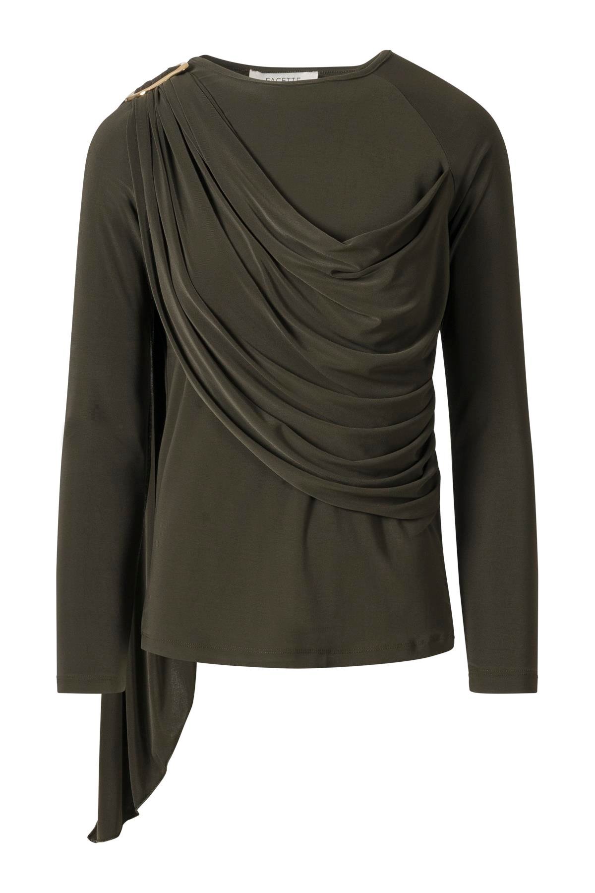 Şal Detaylı Bluz Haki