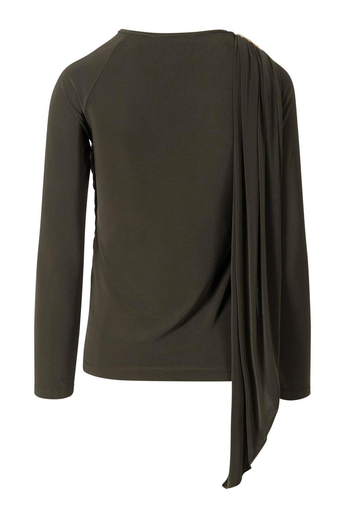 Şal Detaylı Bluz Haki