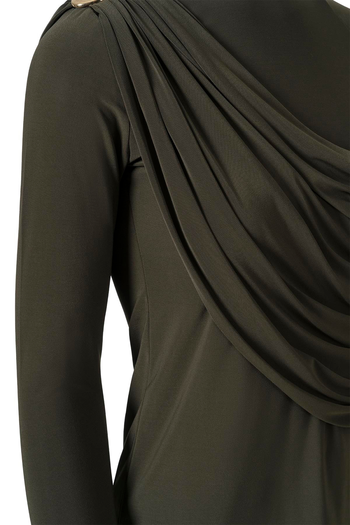 Şal Detaylı Bluz Haki