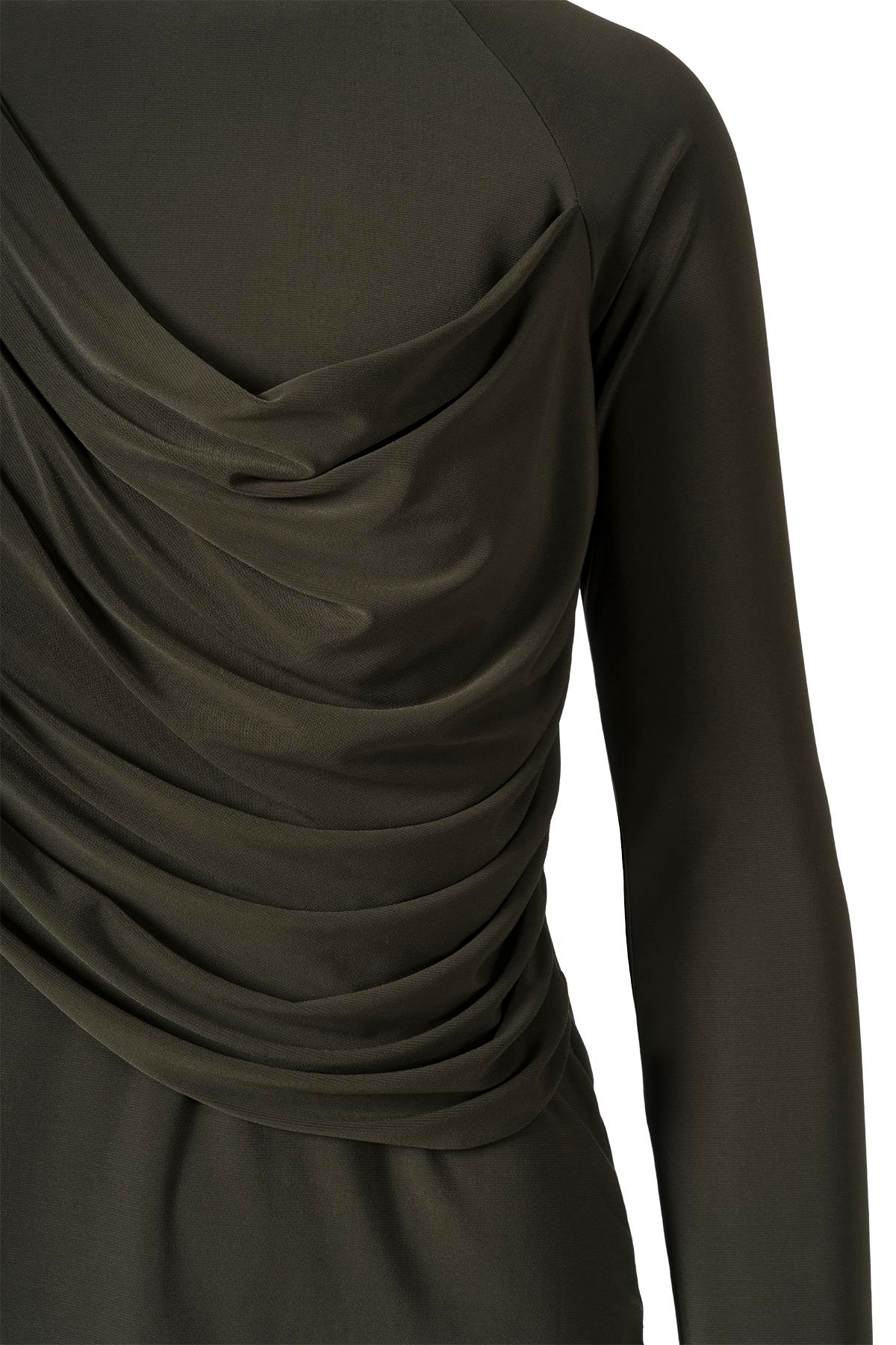 Şal Detaylı Bluz Haki