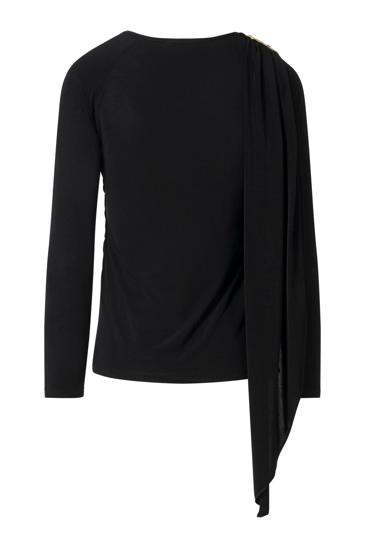 Şal Detaylı Bluz Siyah