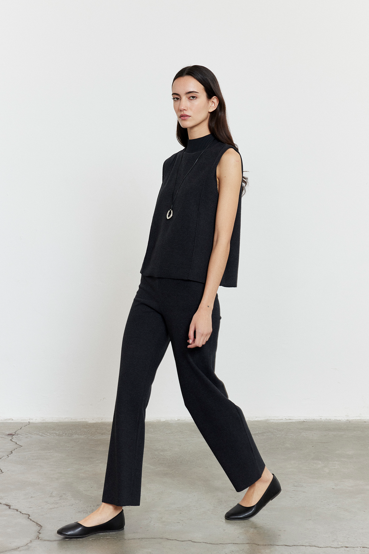 Şardonlu Kolsuz Bluz Pantolon Takıım Antrasit