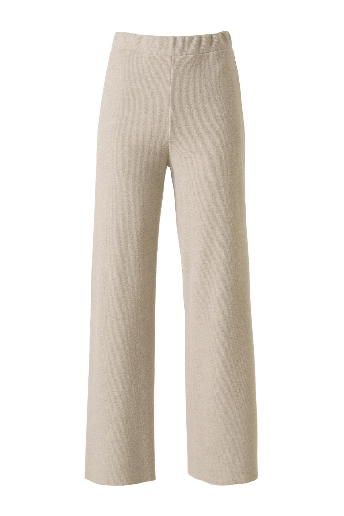 Şardonlu Kolsuz Bluz Pantolon Takıım Bej