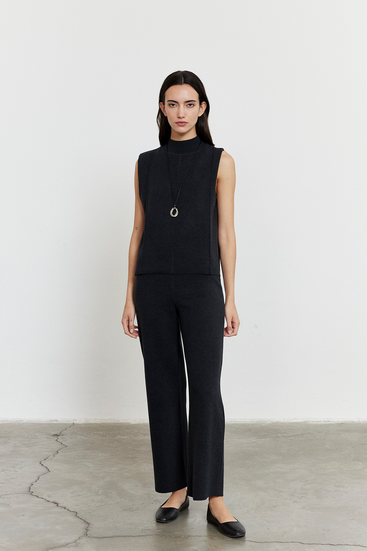 Şardonlu Kolsuz Bluz Pantolon Takım Antrasit