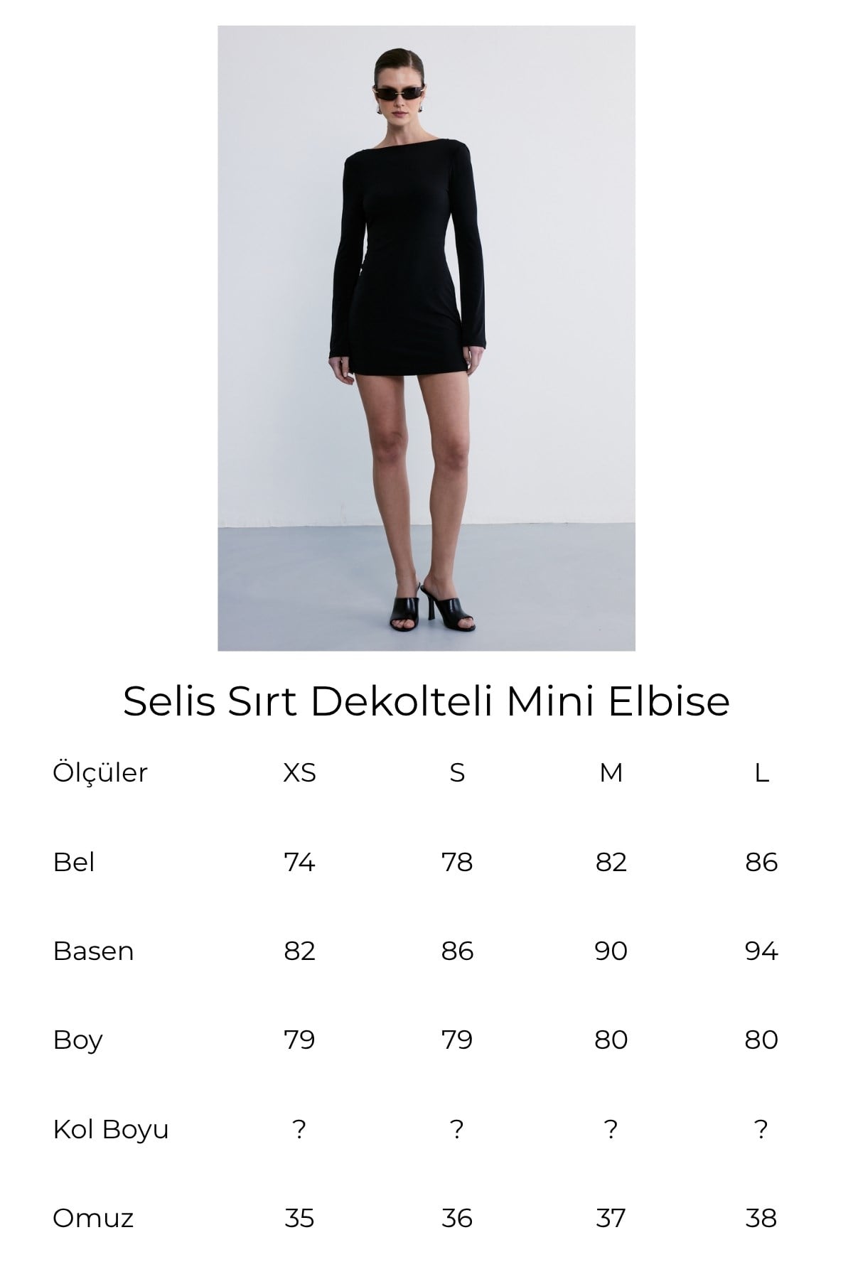Selis Sırt Dekolteli Mini Elbise Siyah