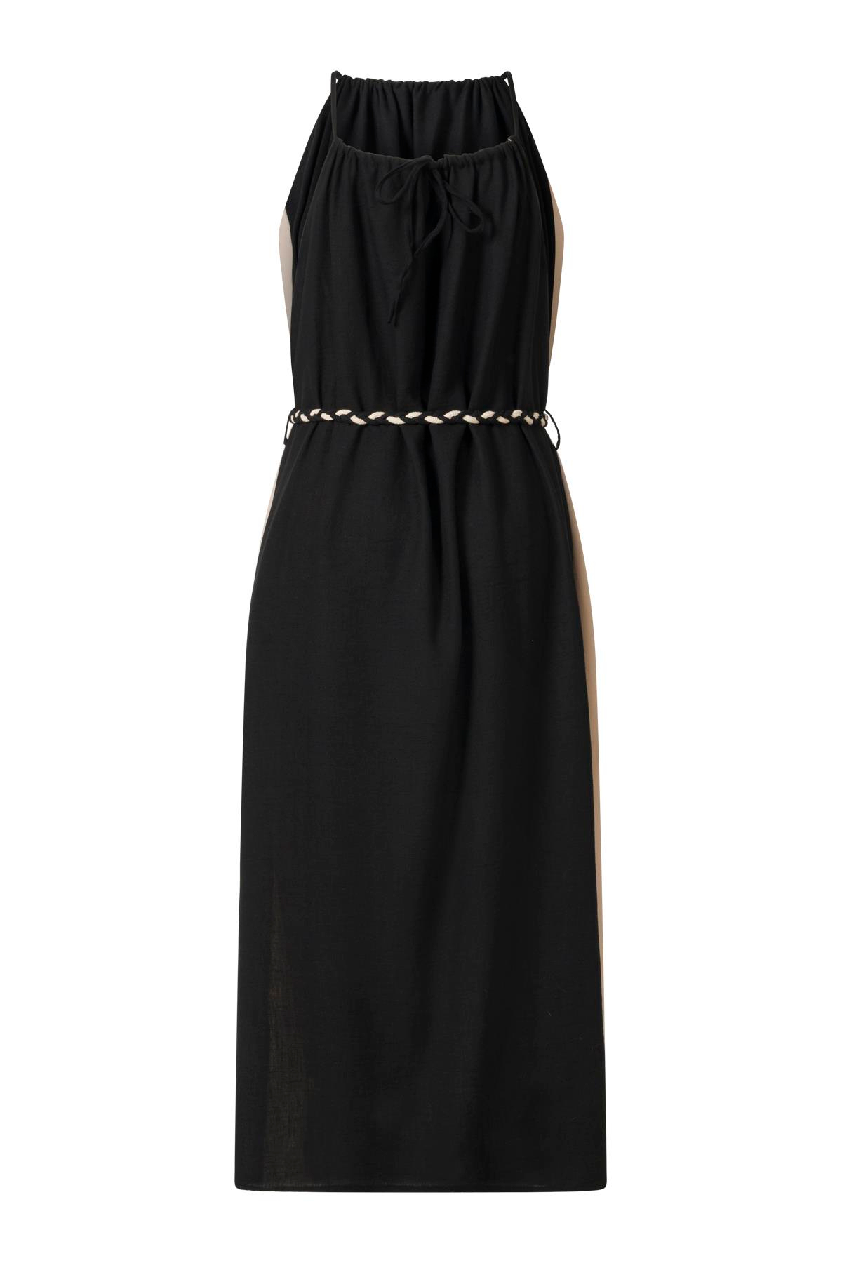 Siyah Çift Renkli Elbise