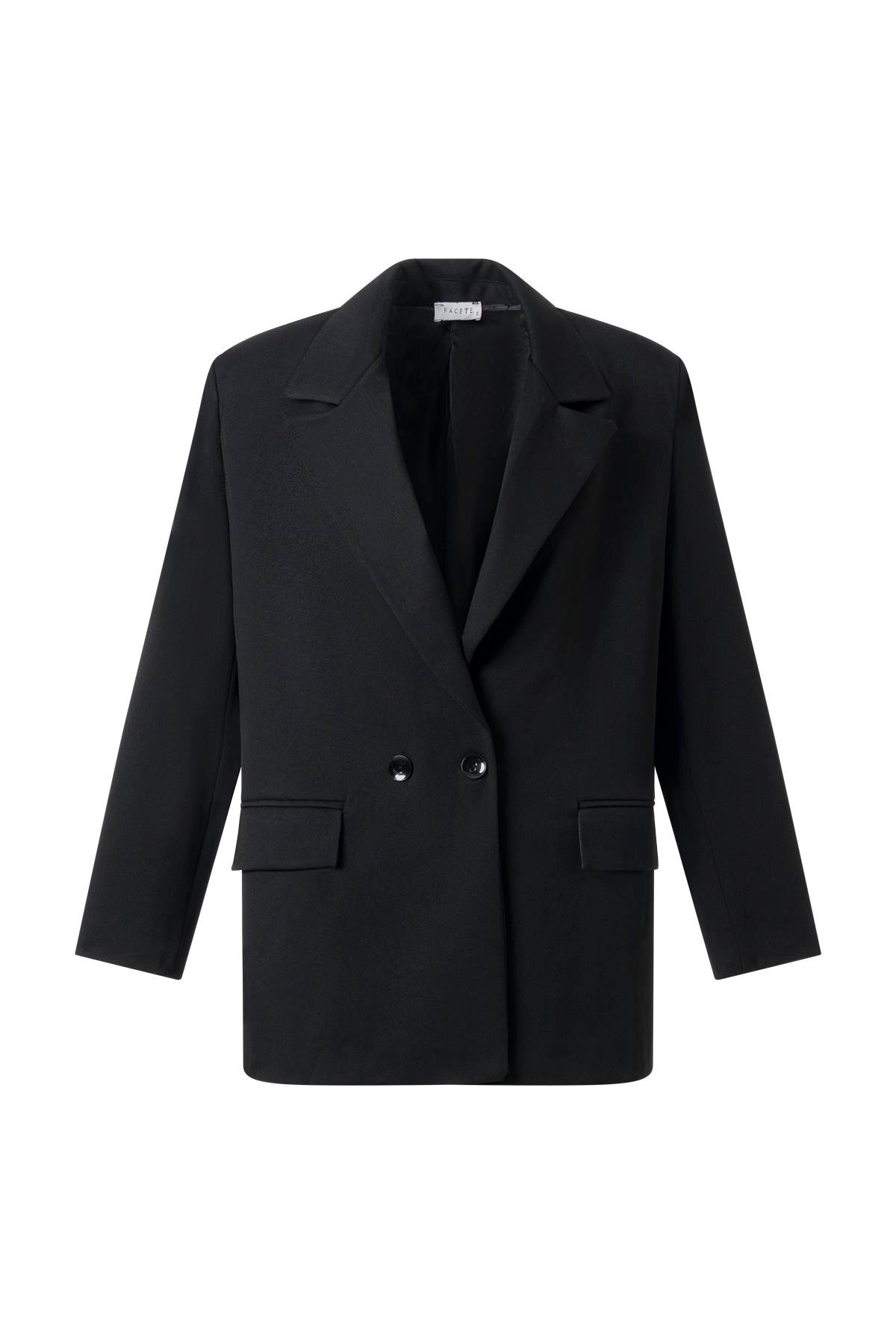 Siyah Düğmeli Blazer Ceket SİYAH