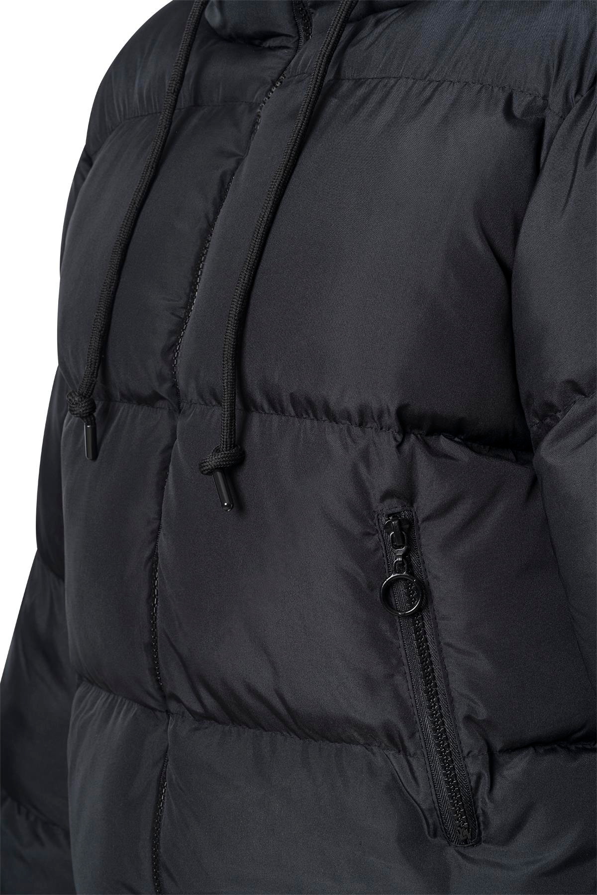 Siyah Kapüşonlu Kısa Şişme Mont SİYAH