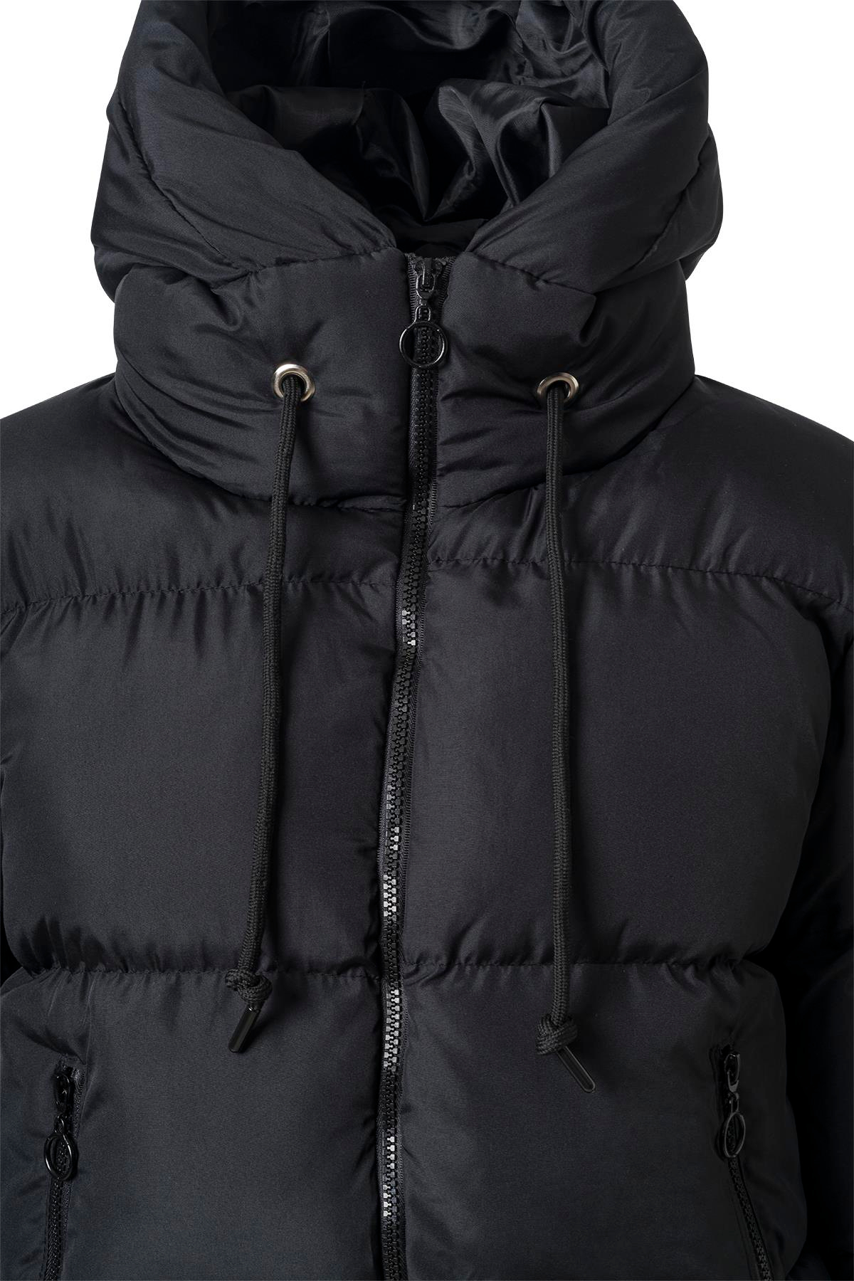 Siyah Kapüşonlu Kısa Şişme Mont SİYAH