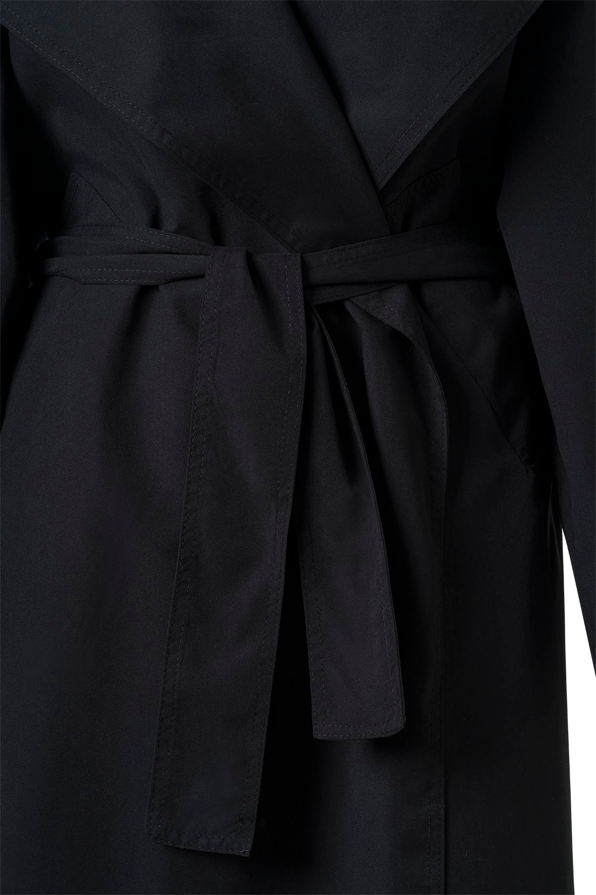 Siyah Kuşaklı Mevsimlik İnce Trençkot SİYAH