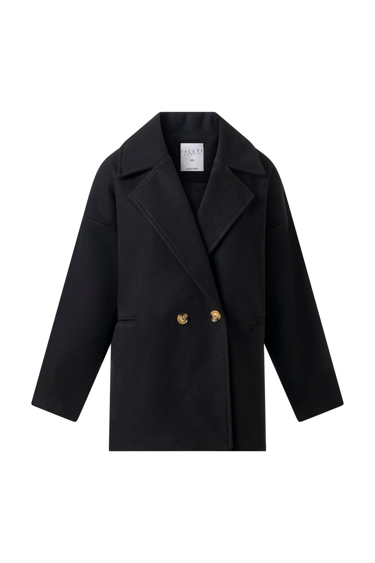 Siyah Mevsimlik Kısa Kaşe Kaban SİYAH