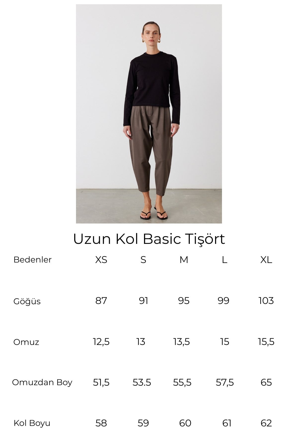 Uzun Kol Basic Tişört Siyah