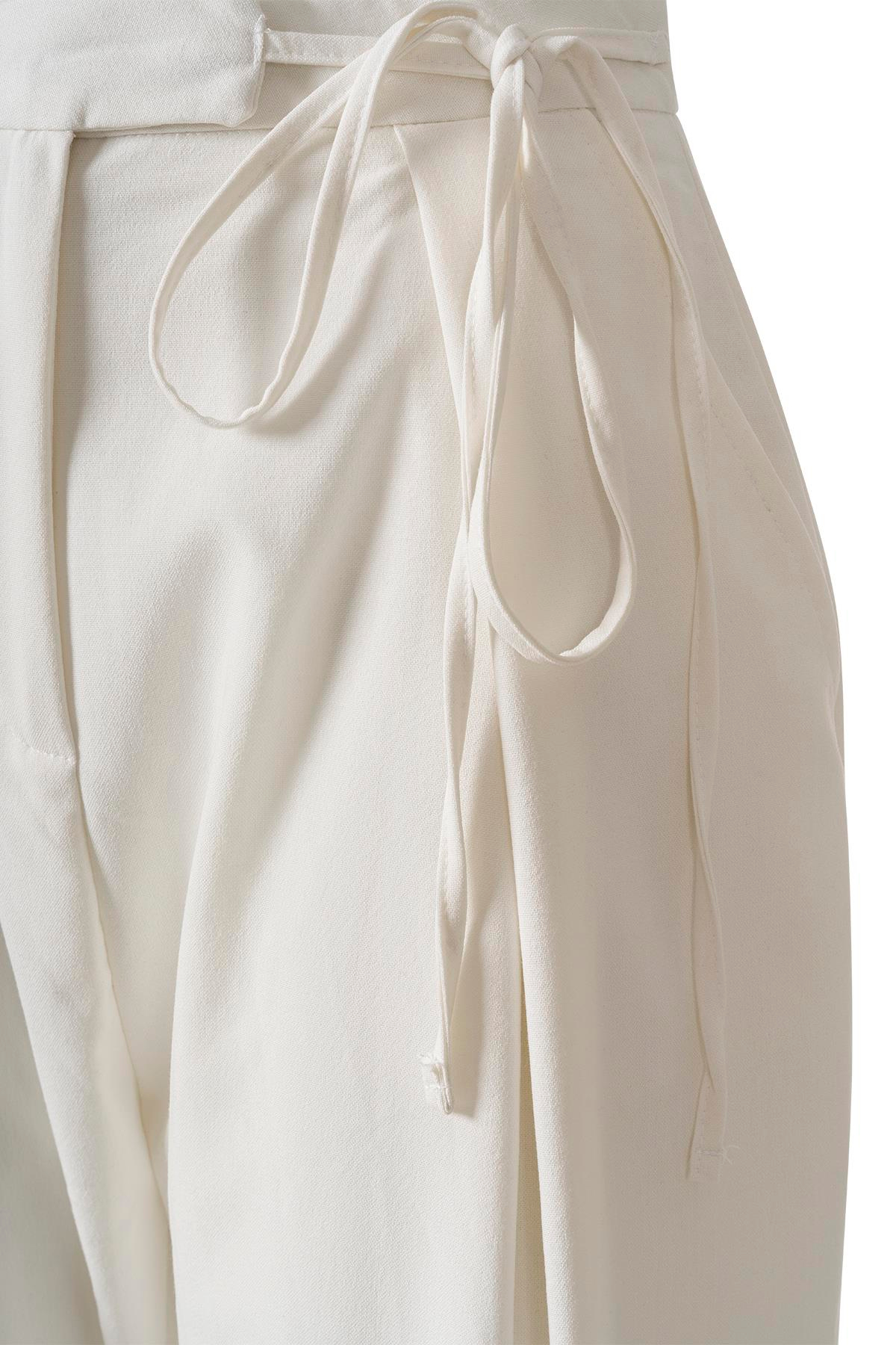 Yandan Bağlamalı Palazzo Pantolon Beyaz