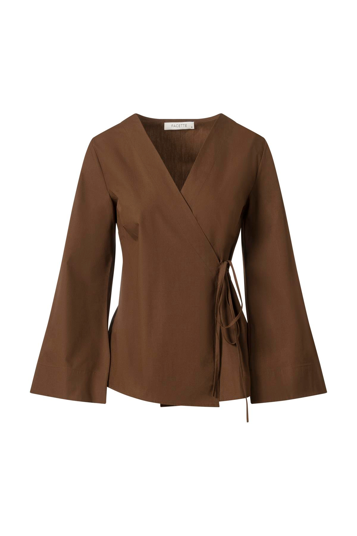 Yandan Bağlamalı Poplin Gömlek Acı Kahve