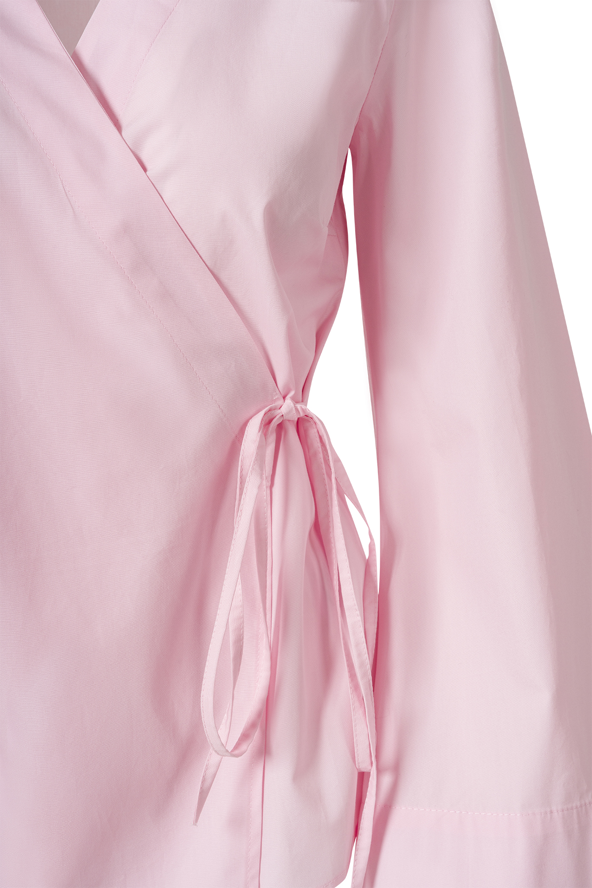 Yandan Bağlamalı Poplin Gömlek Açık Pembe