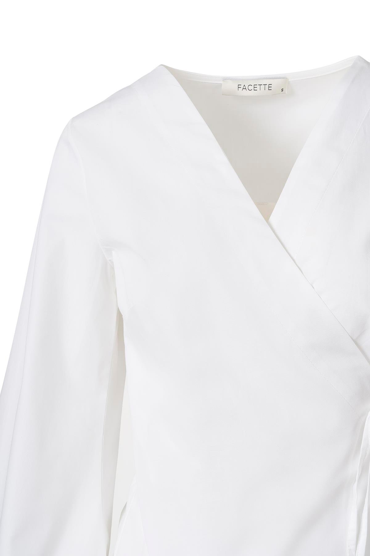 Yandan Bağlamalı Poplin Gömlek Beyaz