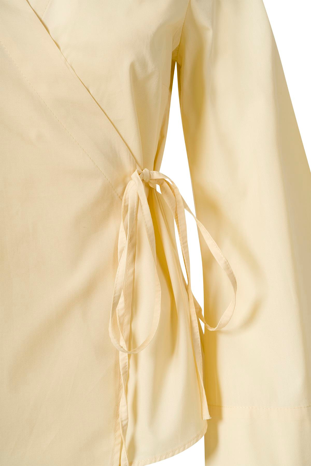 Yandan Bağlamalı Poplin Gömlek Sarı