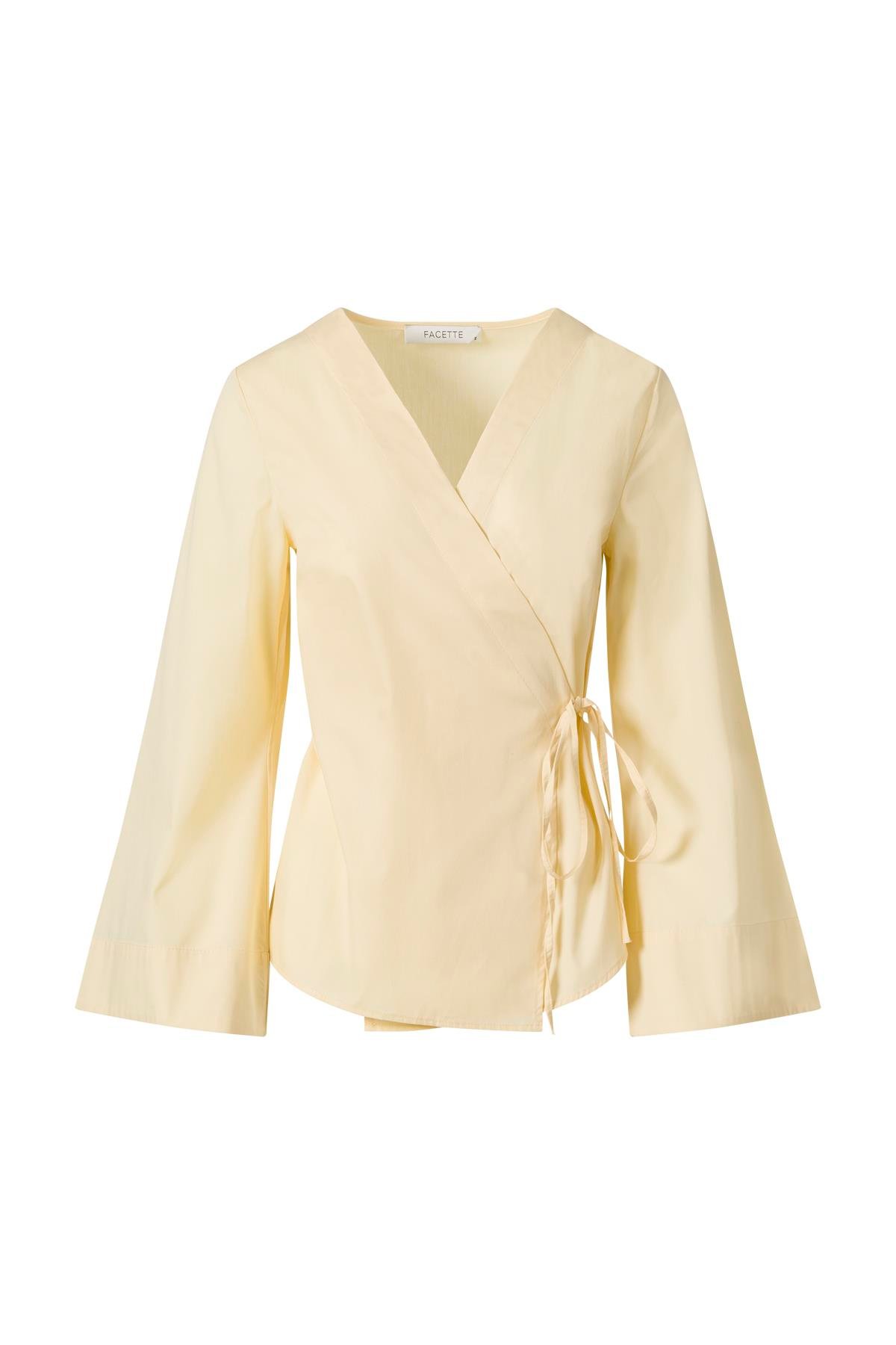 Yandan Bağlamalı Poplin Gömlek Sarı