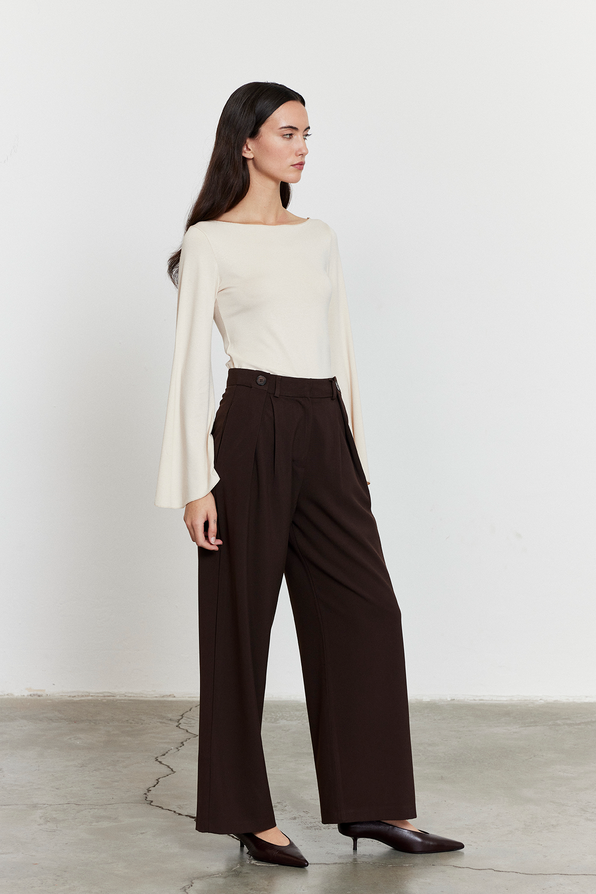 Yarasa Kol Kayık Yaka Bluz Bej