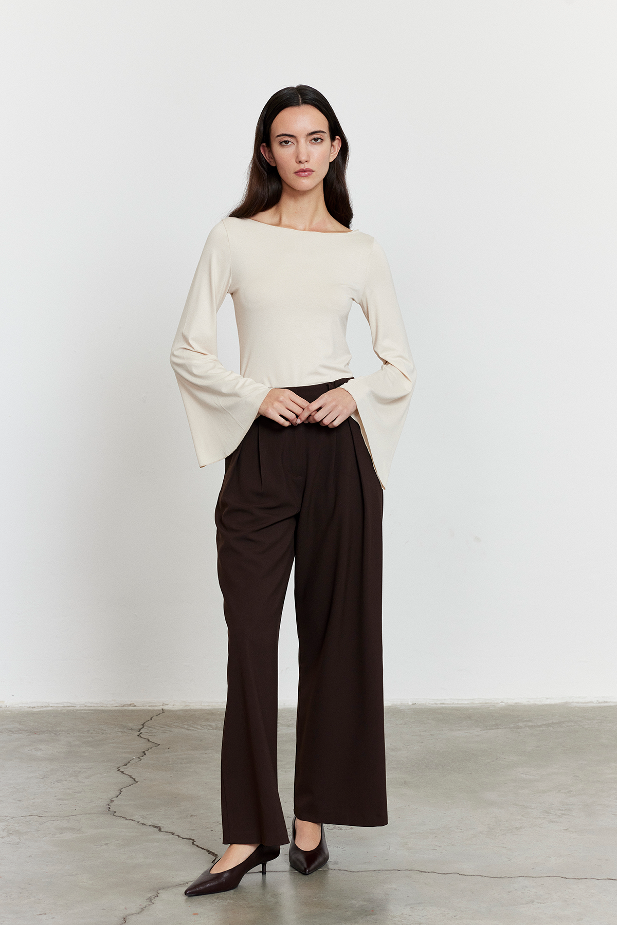 Yarasa Kol Kayık Yaka Bluz Bej