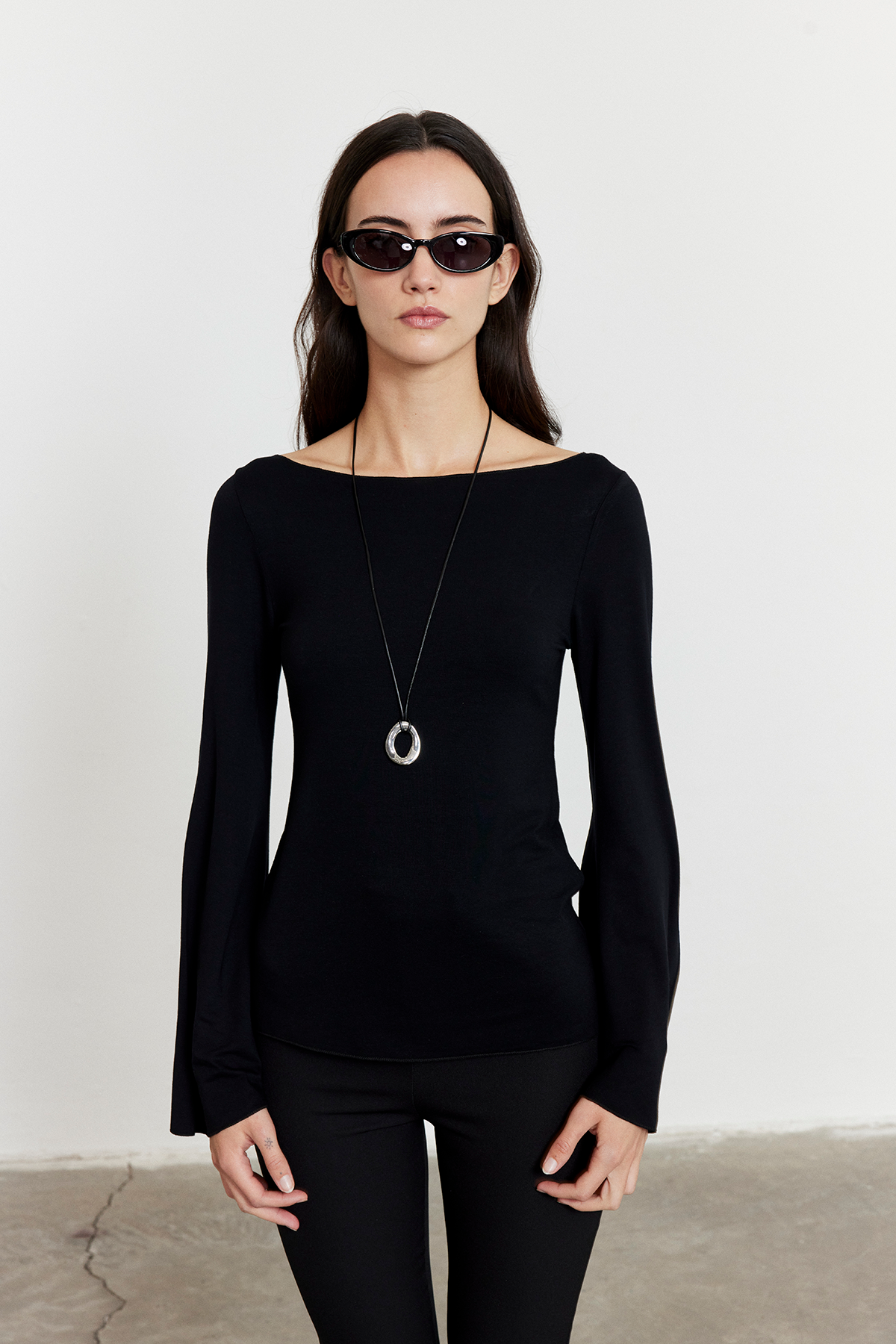 Yarasa Kol Kayık Yaka Bluz Siyah