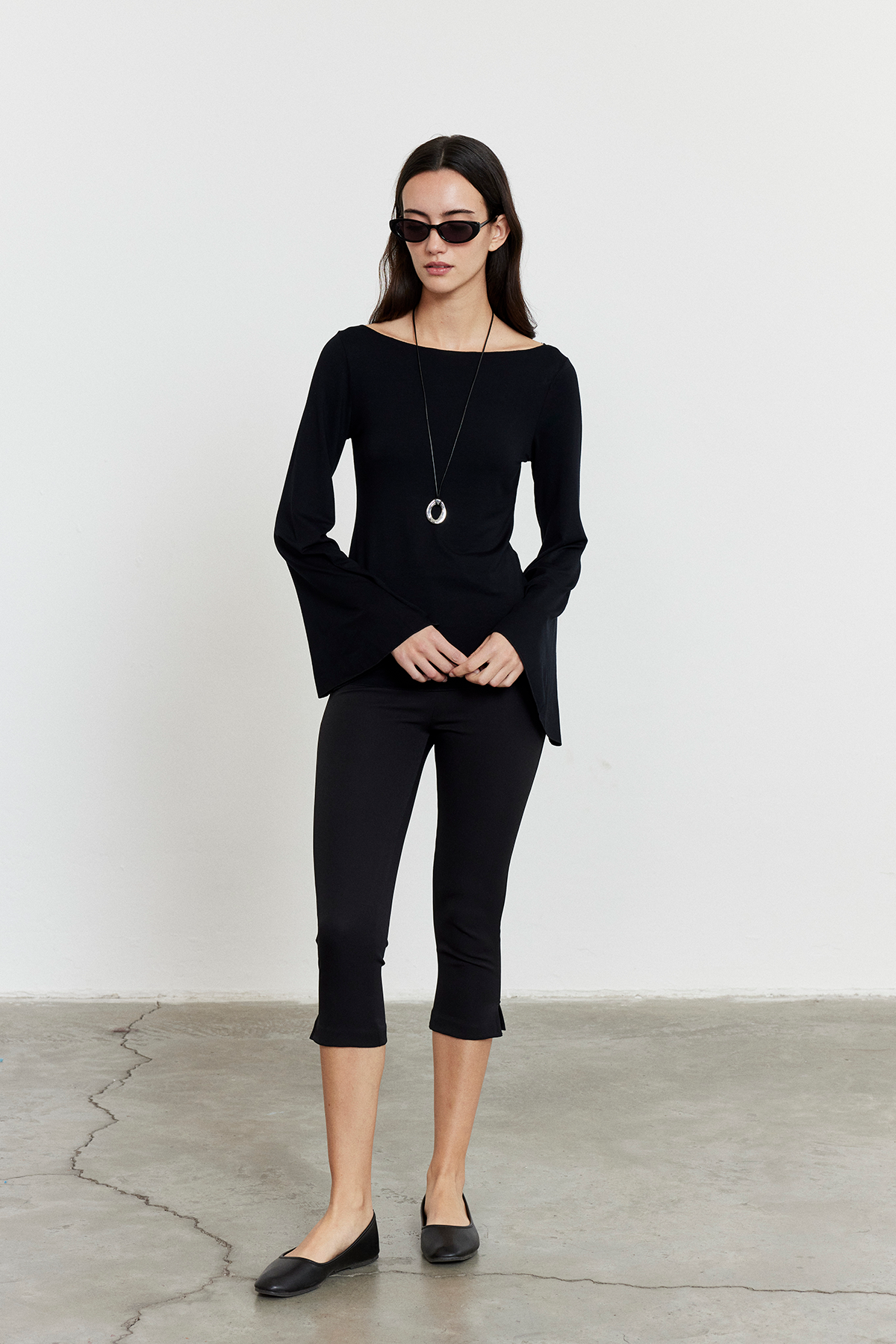 Yarasa Kol Kayık Yaka Bluz Siyah