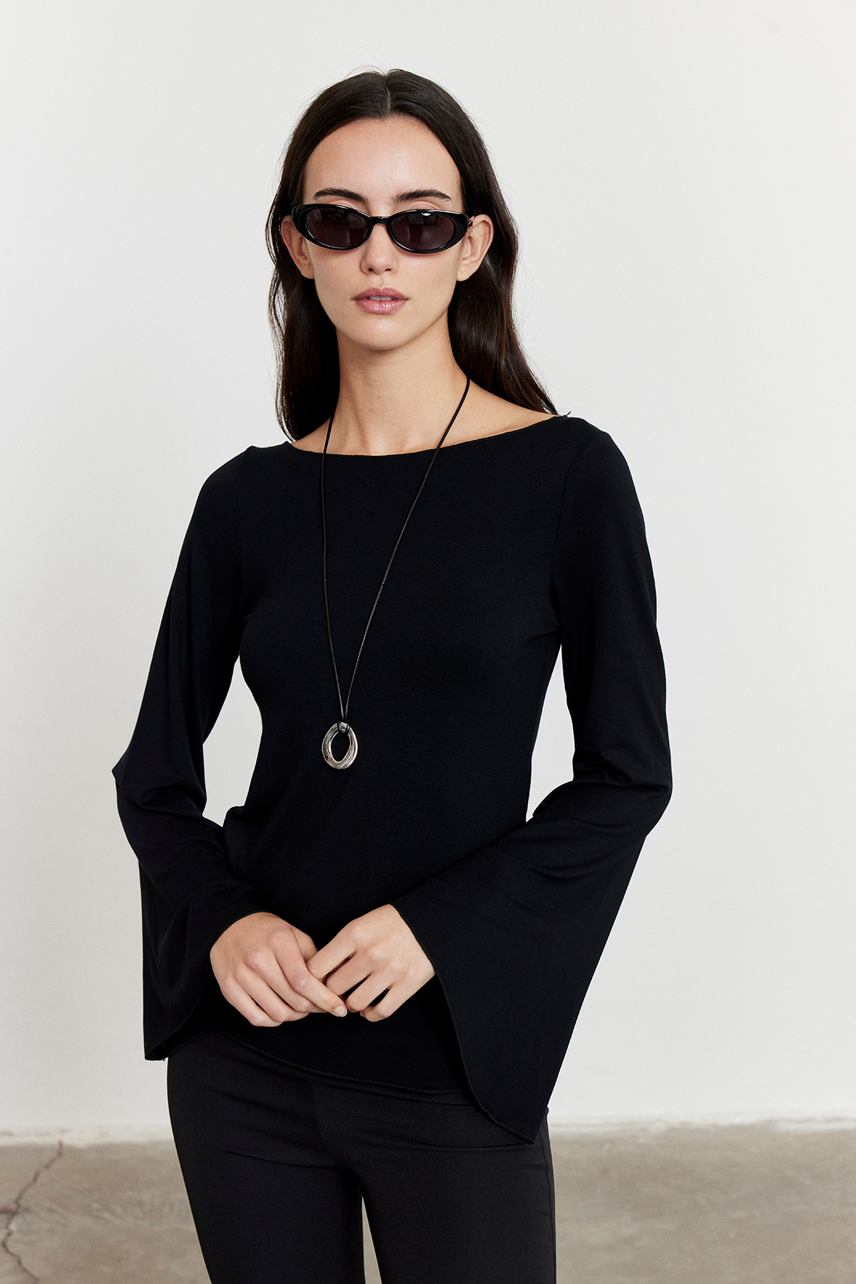Yarasa Kol Kayık Yaka Bluz Siyah