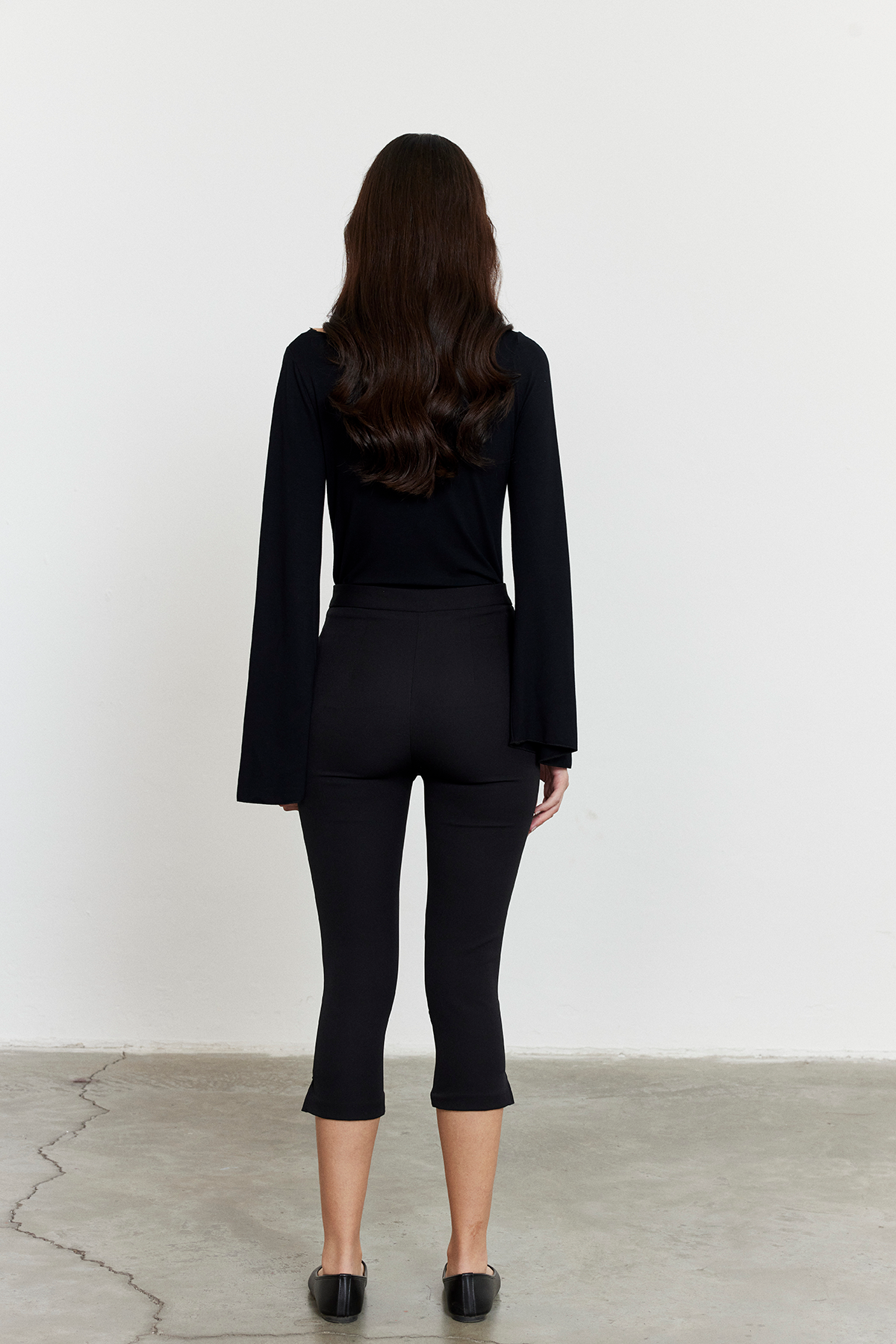 Yüksek Bel Kapri Pantolon Siyah